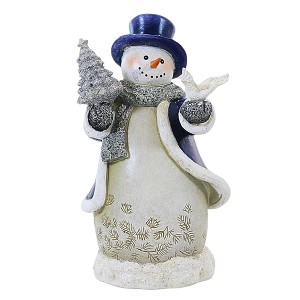 Roman 7.5 Inch Snowman In Navy Winter Christmas Snowman Figurines - 1 of 3