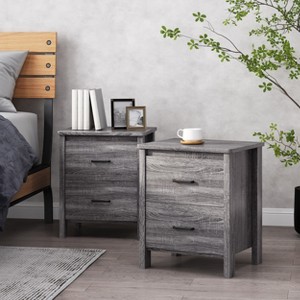 GDFStudio Titeca Contemporary 2 Drawer Wood Nightstands (Set of 2) - 1 of 4