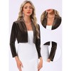INSPIRE CHIC Women's Velvet Long Sleeve Shawl Neck Open Front Cropped Bolero Cardigan - 2 of 4