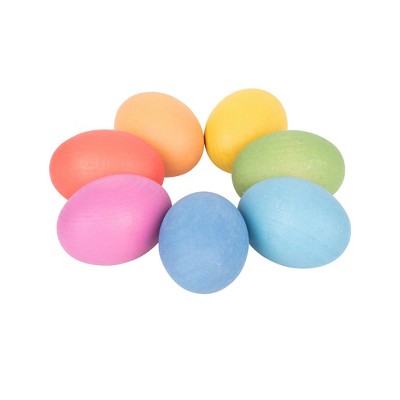 TickiT Rainbow Wooden Eggs – Set Mit 7 Bunten Holzeiern Aus Buchenholz, 6,5 Cm Hoch, Pädagogisches Spielzeug Ab 10 Monaten