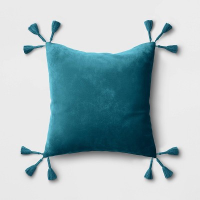 14X20 Marine Teal Blue Stonewashed Velvet Lumbar Throw Pillow