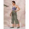 ECUPPER Womens Cotton Cropped Pants Loose Fit Wide Leg Capri Casual Plus Size Elastic Waist Trousers - 4 of 4