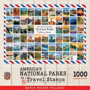 MasterPieces National Parks Travel Stamps 1000 Piece Adult Jigsaw Puzzle 19.25" by 26.75" - 1 of 4