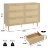 Rattan 6 Drawer Dresser, Farmhouse Wooden Chest of Drawers with 5 Metal Legs - 2 of 4