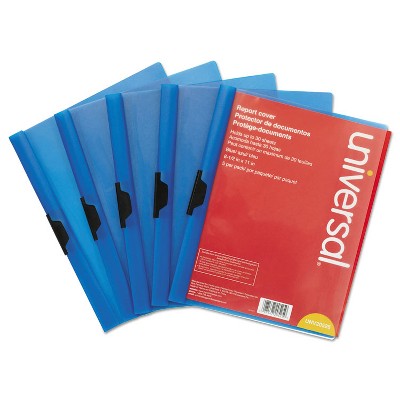 UNIVERSAL Plastic Report Cover w/Clip Letter Holds 30 Pages Clear/Blue 5/PK 20525