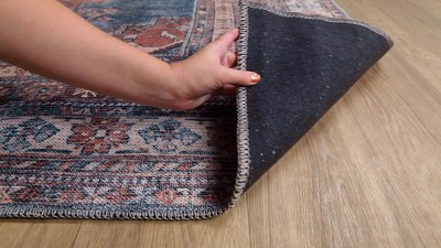 Classic Blue Chenille Rectangular Easy-Care Rug 6'7" x 9'