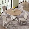 Retro Style Dining Sets Round, Dining Table Set For 4, Extendable Dining Table Set, Dining Set Solid Wood With 4 Upholstered Chairs-Cuddlewood - 2 of 4