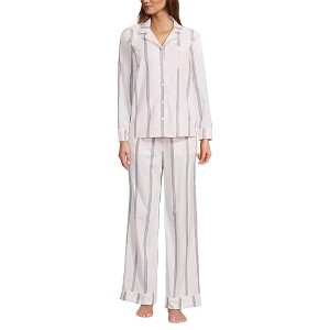 Lands' End Women's Cotton Poplin 2 Piece Pajama Set - Long Sleeve Top and Pants - 1 of 3