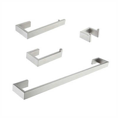 OUTSUPPLY 4 Pcs Stainless Steel Bathroom Set, Rustproof Wall Mounted Hardware, Towel Bar, Hooks