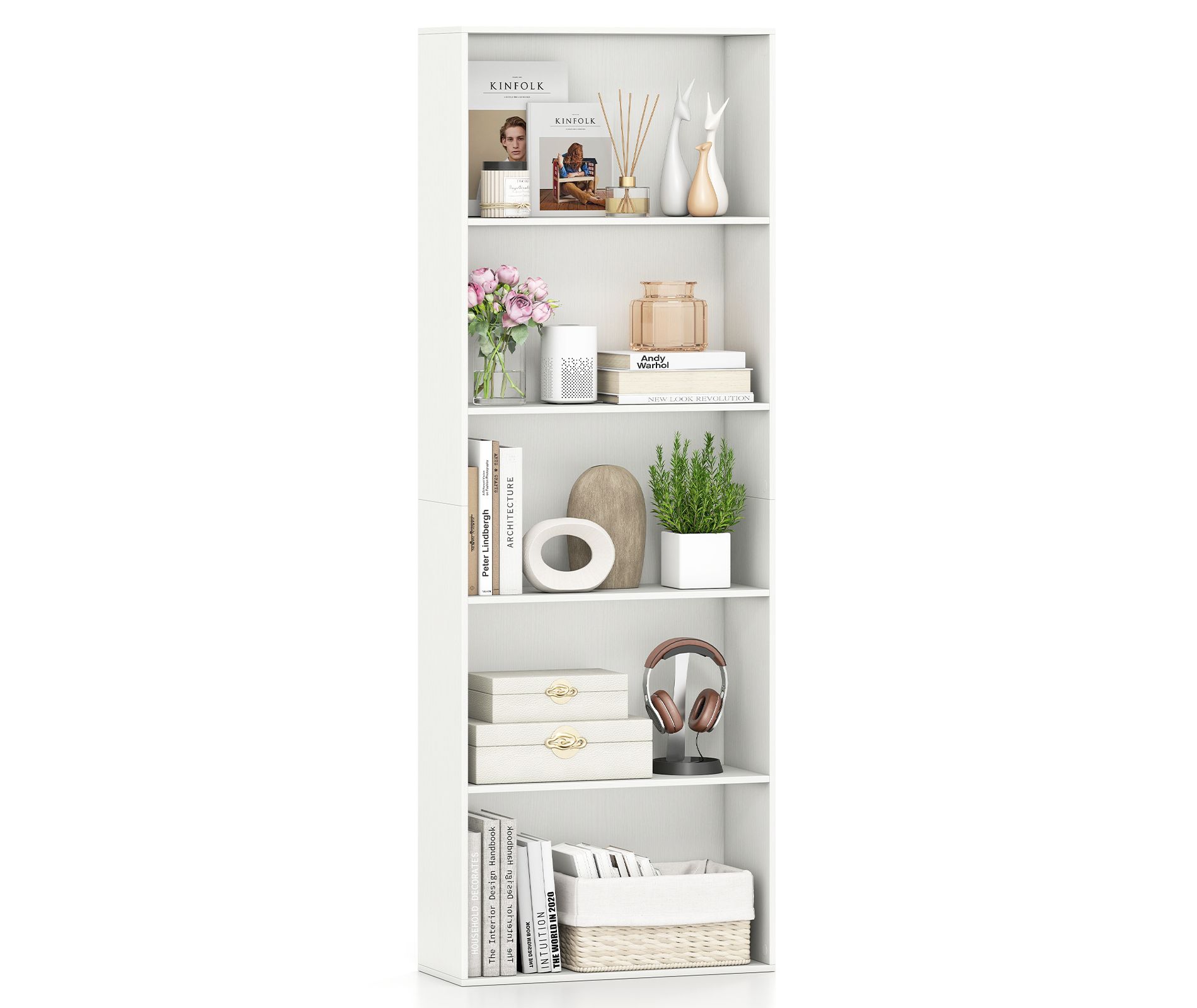 Tangkula 5-Tier Bookshelf Open Bookcase Freestanding Display Shelf Storage Organizer