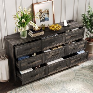 9 Drawer Wide Dresser Organizer with Charging Station, TV Stand - 1 of 4