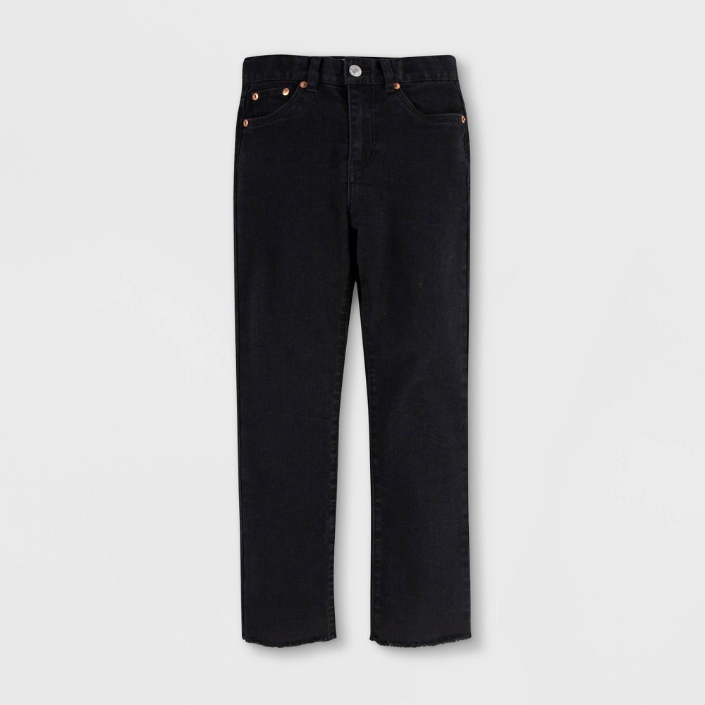 Levi's Girls' High-Rise Distressed Ankle Straight Jeans - Soft Black 4