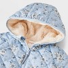 Toddler Girls' Floral Printed Reversible Puffer Jacket - Cat & Jack™ Blue - 3 of 4