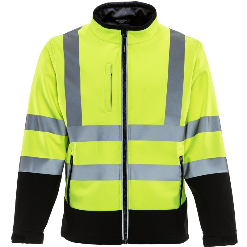 RefrigiWear Men's High Visibility Softshell Safety Jacket with Reflective Tape, 1 of 7