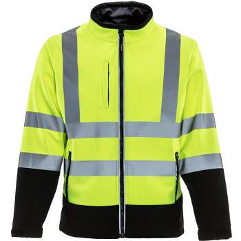 RefrigiWear Men's High Visibility Softshell Safety Jacket with Reflective Tape