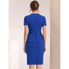 INSPIRE CHIC Women's Crew Neck Short Sleeve Business Elegant Office Peplum Sheath Dresses - 4 of 4