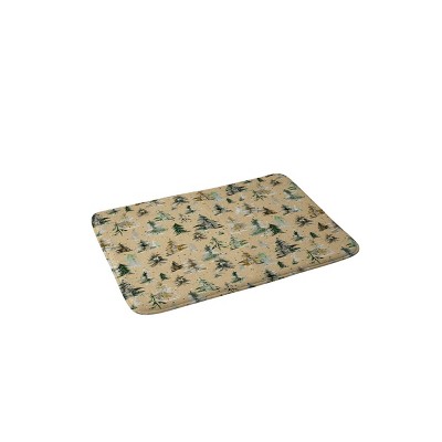 Ninola Design Watercolor Pine Spruces Christmas Memory Foam Bath Mat Beige - Deny Designs