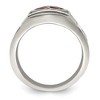 Black Bow Jewelry Men's 19mm Stainless Steel Red Enamel Cross Shield Tapered Ring - 2 of 4