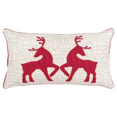 14"x26" Oversized Deer Pillow Cover Red - Rizzy Home
