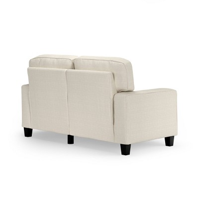 Buttercream Fabric Track Arm Loveseat with Removable Cushions