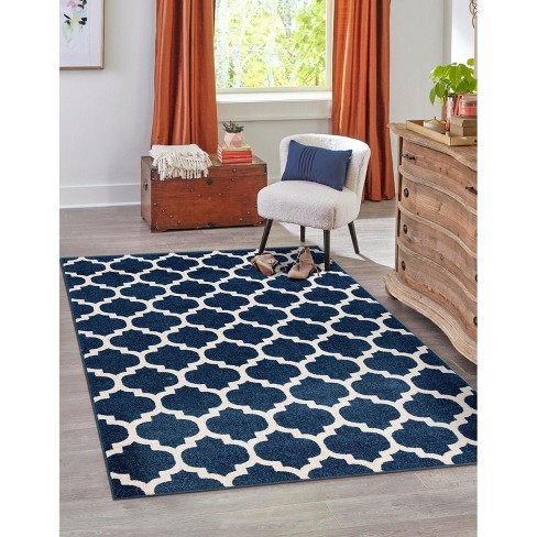 Unique Loom 8' 0 X 11' 0 Trellis Philadelphia Dark Blue Area Rug : Target