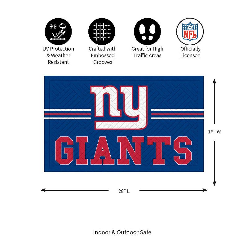 Evergreen NFL New York Giants Embossed Mat Cross Hatch Indoor and Outdoor Doormat, 2 of 6