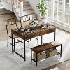 Coucheta 4-Piece Space-Saving Dining Set - 46.5" Farmhouse Table with 2 Chairs & Storage Bench - 3 of 4