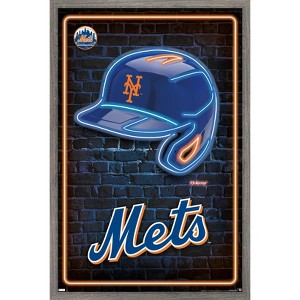 Trends International MLB New York Mets - Neon Helmet 23 Framed Wall Poster Prints - 1 of 4