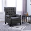 HOMCOM Fabric Upholstered Wingback Recliner, Tufted Back Linen Arm Chair with Footrest, Armrest, Padded Cushion, Dark Grey - 2 of 4
