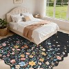 Floral Scalloped Rug – Washable, Non-Slip, Soft for Living Room, Bedroom, Dining Room, Home Office - 3 of 4