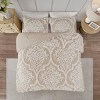 Gulches King/Cal King 3 piece Tufted Cotton Chenille Damask Comforter Set Taupe - 2 of 4