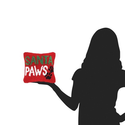 Santa Paws Red Hooked Petite Accent Throw Pillow