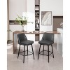 MAYEERTY Counter Height Swivel Bar Stools Set of 2 360¡ã Swivel Upholstered 25.6 Seat Height Faux Leather Gray Kitchen Island Pub - 4 of 4