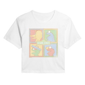 Women's - Sesame Street - Sesame Tonal Squares Cropped Graphic T-Shirt - 1 of 4