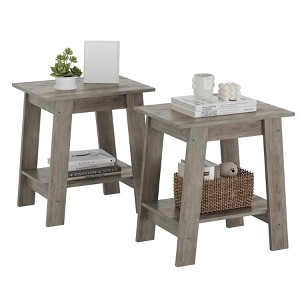 Modern End Table Set of 2, Wooden Sofa Side Table with 2 Tier Storage Shelf, Bedroom Nightstand for Small Spaces, Bedside Table for Bedroom - 1 of 4
