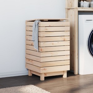 vidaXL Laundry Basket 17.3 in.x17.3 in.x29.9 in. Solid Wood Pine - 1 of 4
