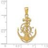 Black Bow Jewelry 14k Yellow Gold Medium Anchor, Ship's Wheel and Rope Pendant - 4 of 4