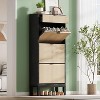Modern Fluted 3 Flip Drawer Shoe Cabient, 55.5'' H Tall Shoe Storage with Drawer, Narrow Wooden Shoe Organizer with Metal Legs, Hidden Shoe Rack - 4 of 4