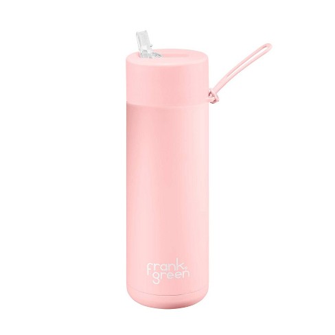 Potted Pans 20oz Clear Glass Water Bottle - Drink Glass Bottle Straw and Lid, Pink