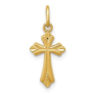 Black Bow Jewelry 14k Yellow Gold Small Fleur de Lis Cross Charm or Pendant, 9 x 20mm - 1 of 4
