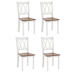 Tangkula Dining Chairs Set of 4 Wood Farmhouse Dining Room Side Chairs for Home Kitchen - 1 of 4