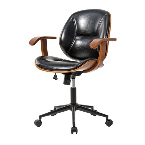 33 Leatherette Height Adjustable, Black Leather Desk Chair