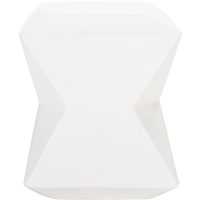 Ivory Concrete Geometric Hourglass Outdoor Accent Stool