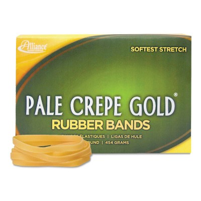 Alliance Pale Crepe Gold Rubber Bands, Size 64, 3-1/2 x 1/4, 1lb Box