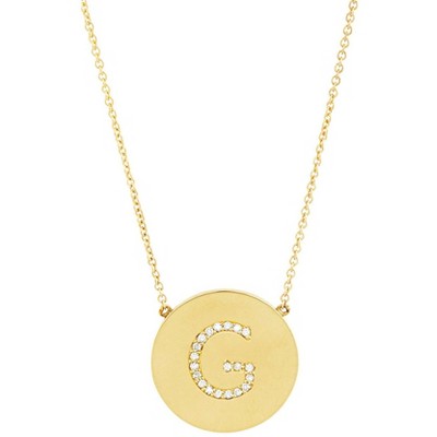 SHINE by Sterling Forever 14K Gold Plated Sterling Silver CZ Round Initial Necklace