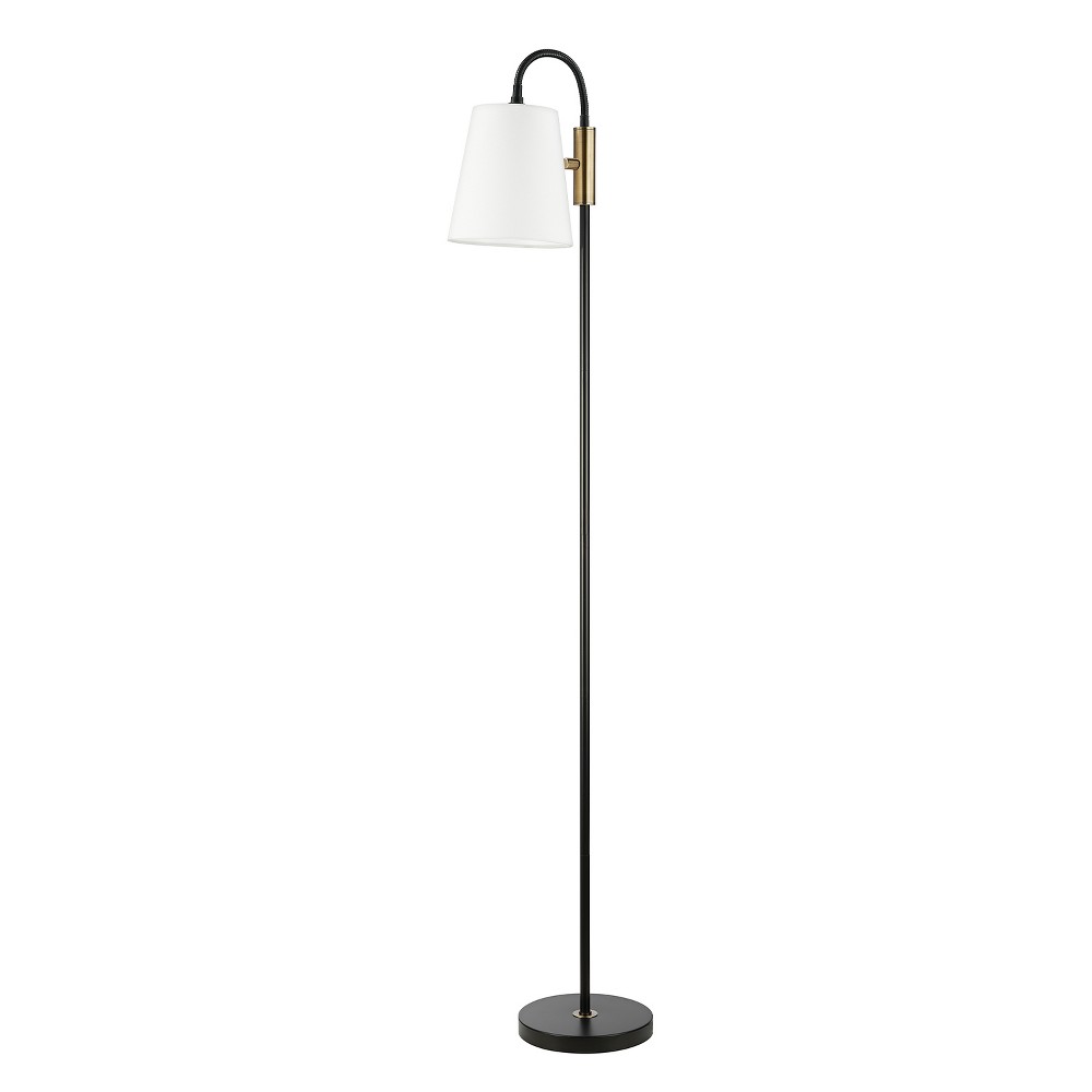 Photos - Floodlight / Street Light Globe Electric 60" Matte Black Floor Lamp with Brass Accents and White Fab