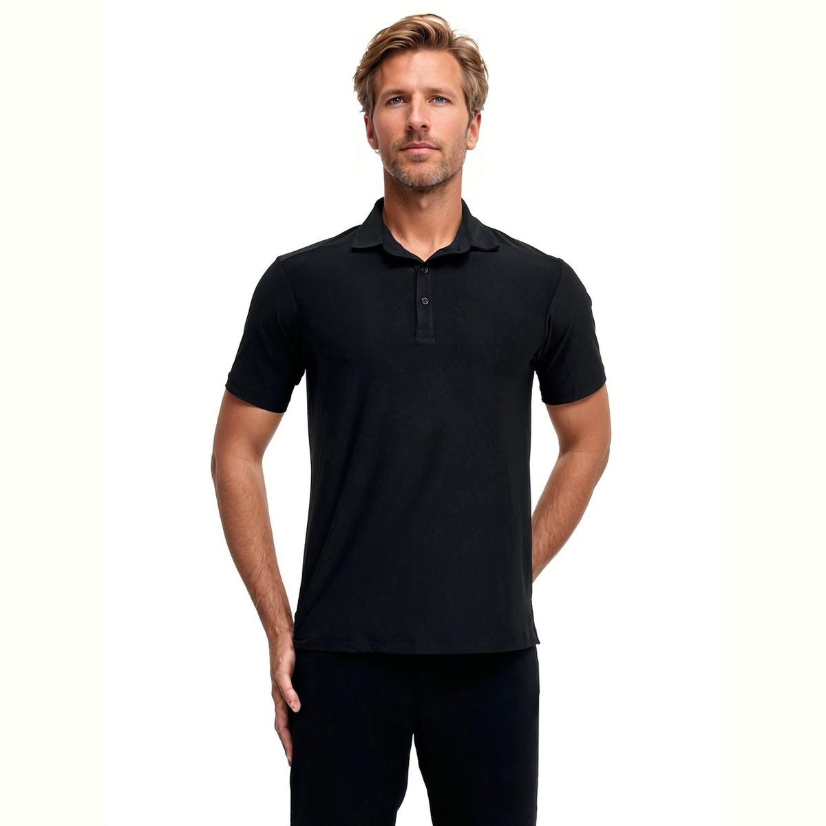 24seven men Wrinkle Resistant 3 Button Machine Washable Polo Shirt
