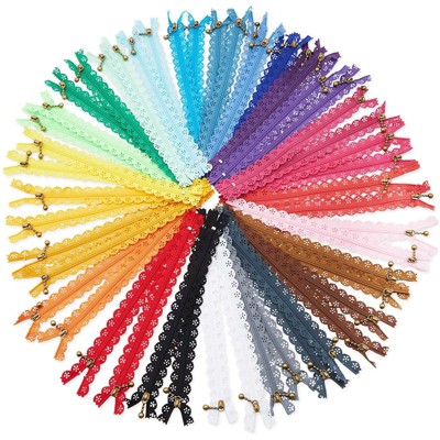 Bright Creations 50 Pieces #3 Lace Coil Zipper for Sewing Repair Kit Replacement, 8 inch, 25 Colors