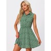 INSPIRE CHIC Women's Floral Sleeveless Half Placket Mini Belted Summer Dress - 3 of 4