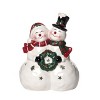 Transpac Ceramic 10.25 in. White Christmas Light Up Snow Couple - 2 of 4